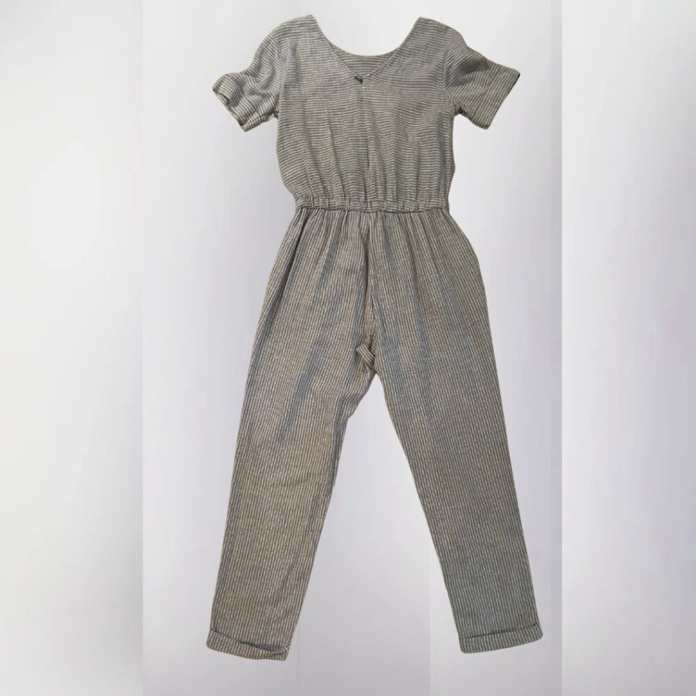 Old Navy | Linen-Blend Jumpsuit | Light Blue & White Stripe | Size Small